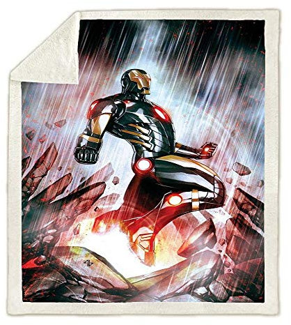 NICHIYO Iron Man blanket, cartoon and animation fleece blanket for adults and children, 100% microfiber, for sofa bed and sofa (18,150cm*200cm)