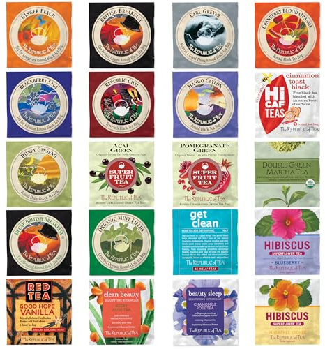 The Republic of Tea – Premium Assortment of Teas & Herbs, 40 Individually Wrapped Tea Bags