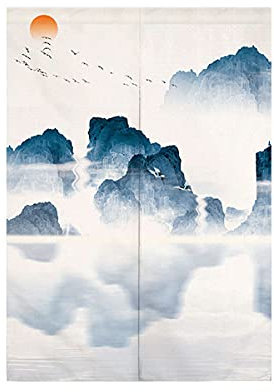 Hiseng Cortina de Puerta Japonesa Noren para Decoración del Hogar, Tapiz Cortina de Partición Dormitorio Kitchen Shop Restaurante Separador de Puerta (Paisaje,70x120cm)