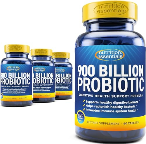 Nutrition Essentials Probiotics for Women and Men - with Lactase Enzyme and Prebiotic Fiber for Digestive Health - 4 Count of 60 Tablets