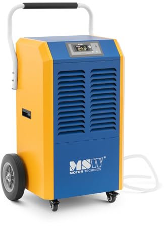 MSW Déshumidificateur Professionnel 138 l/jour Surfaces 130-150 m² Air Brassé 1300 m3/h avec Poignée - Pro Series Séchoir de chantier Absorbeur d'humidité Électrique Industriel Cave et Garage