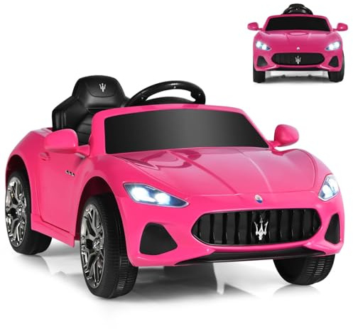 Maxmass Electric Kids Ride On Car, Licensed Maserati Battery Powered Electric Vehicle with Remote Control, Lights, USB, Horn and Music, Children Toy Car for 3+ Years Old Boys Girls (Pink)