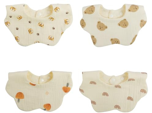 Vicloon Baby Lätzchen,4 Stück Weiche Absorbierende Musselin Halstücher Sabberlätzchen Spucktücher Baby mit Druckknopf für Baby Jungen und Mädchen Kleinkinder