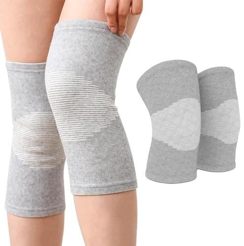 Lilbitty Lot de 2 genouillères en bambou pour hommes et femmes, soutien et compression pour volley-ball et entraînement, respirantes pour toute la journée, taille M