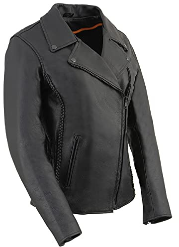 Milwaukee Leather Women's Classic Premium Leather Motorcycle MC Style Riding Jacket - XL