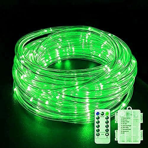 SHANJIA Guirnalda Manguera, 12M/39ft 100LED impermeable 8 Modo/remota Guirnalda Luces Pilas,Cadena de Luces Decoración Exterior Interior,Fiesta, Habitación,Jardín (Verde)