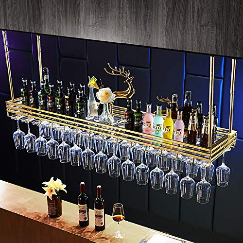 Vinglasställ europeisk stil tak hängande för barer – dekorativt glas bägare hyllhållare för vinflaskor 100 x 35 cm