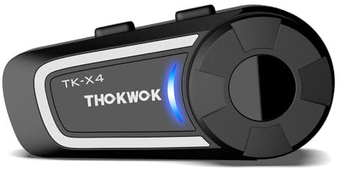 THOKWOK Interfono Moto Bluetooth, TK-X4 Auricolare Casco Moto per 6 Motociclisti, Kit Mano Libera con Bluetooth 5.1/Stereo Hi-FI/Condivisione Musica, Comunicazione Sistema per motoslitta