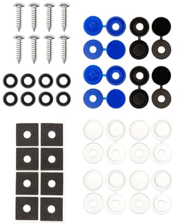 Tornillos para Matrículas con Tapones de Ocultación. Pack para Fijar 2 Matrículas. Soporte para Matrícula sin Marco. Tornillos Portamatrículas Personalizadas de Coche, Moto o Remolque.