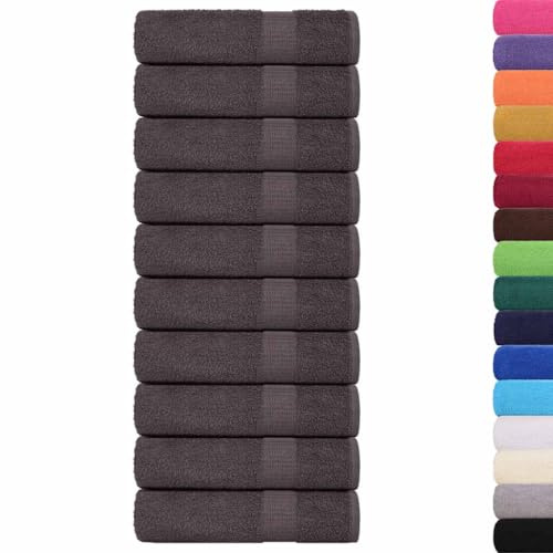 vidaXL Serviettes de Bain 10 pcs Anthracite 100x150 cm 100% Coton, Serviette, Ensemble de Serviettes de Bain, Serviette d'hôtel, Serviette de Douche