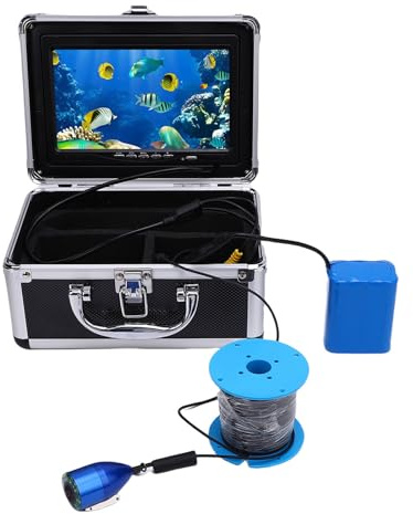 Fockety Undervattensfiskekamera, 5MP 1080p HD 7in Fish Finder Camera med 30 M Kabel 8 Lysdioder Ljus, Bärbar Fiskmonitor för Hav, sjö, Båt, Isfiske (EU)