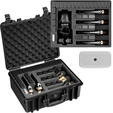 VEVOR Custodia Rigida per Pistola Protettiva con Fodera in Schiuma XPE Scatola Portapistola Impermeabile IP67 Modulo di Stoccaggio Personalizzabile, Custodia per 6 Pistole 475x415x215 mm