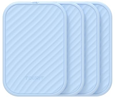 TOURIT Set di 4 batterie refrigeranti intelligenti per borsa termica e zaino refrigerante, contenitore per il pranzo, riutilizzabile, durevole, senza BPA, batterie di raffreddamento flessibili