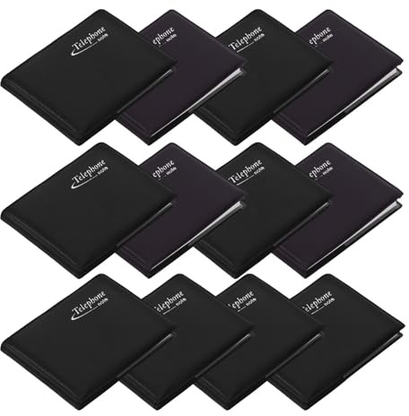 Genérico Libreta de Direcciones Pequeña Resistente y Segura de Papel Negro, Paquete de 12 Piezas Adecuado para Registrar Números de Teléfono para Uso Prolongado