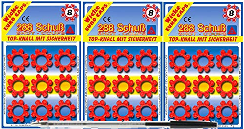 KandyToys 8 shot ring caps - 800 skott - 100 ringar - original Edison Giocattoli Super Disc - Blisterpaket med 5 x 160 skott - gratis penna med alla beställningar
