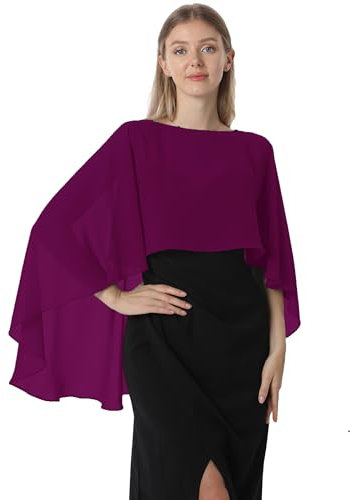 Hotshawl Capelets für Damen, Chiffon-Umhang, Schals und Wickeltücher für Abendkleid, Hochzeit, Umhänge, Fuchsia, Einheitsgröße