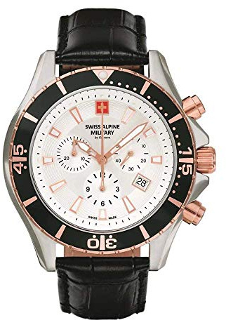 Swiss Alpine Military Herren Uhr Chronograph Analog Quarz 7040.9552SAM Leder