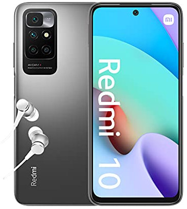 Xiaomi Redmi 10 - Smartphone 4+64GB, 6,5” FHD+ 90Hz DotDisplay, MediaTek Helio G88, 50MP AI quad Camera, 5000mAh, Carbon Gray (UK Version + 2 Years Warranty)