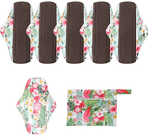 Wiederverwendbare Damenbinden aus Bambusbinden-Damenbinden aus Stoff|Leichte Inkontinenzeinlagen|Wiederverwendbare Menstruationsbinden–6 Stücke Slipeinlagen Waschbar,1 Mini Tasche Wiederverwendbare