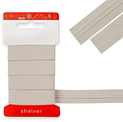 Bias Binding Tape for Sewing, Bias Tape, Bunting Tape, 20mm Single Fold, 100% Cotton, 30 Colours (Light Grey)