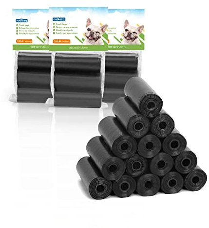 Nobleza Dog Poo Bags, 1080 Counts Dog Poop Bag 72 Rolls, Leak-proof Unscented Measures 23 x 32 cm, Black
