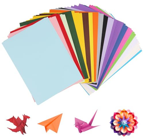 Vielseitiges Origami Bastelset: 60 Blatt 250g/m² A4 Tonkarton, Tonpapier A4, Fotokarton A4 - Bunte Pappe zum Basteln für DIY Projekte, Fotoalbum und Scrapbooking (20 Farben)