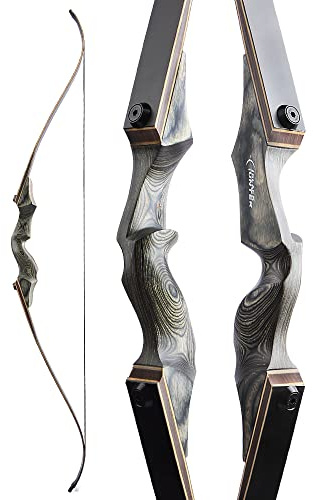 Tiro con l'arco60 Black Hunter Original Recurve Bow Set American Hunting Longbow arco di legno 20-60lbs destra/sinistra per tiro con l'arco caccia tiro pratica (Mano sinistra grigia, 60Ibs)