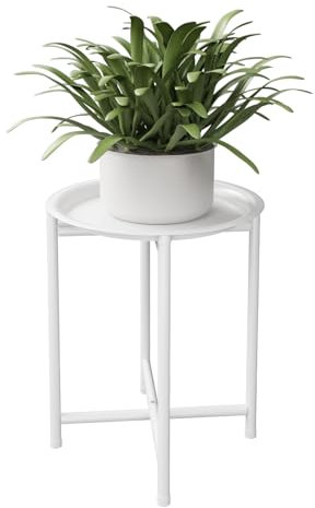 Bamworld Blumenständer Metall Pflanzenständer Blumenhocker Weis Hoch Zimmer Deko （34x34x42cm）