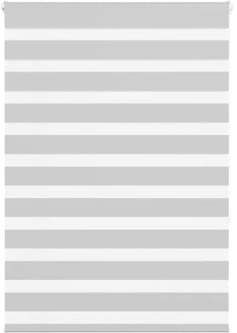 vidaXL Zebrarollo Hellgrau 115x150 cm Stoffbreite 110,9 cm Polyester, Zebra-Rollo, Doppelrollo, Zebra-Jalousie für Fenster, Doppelrollo, Zebra-Rollo