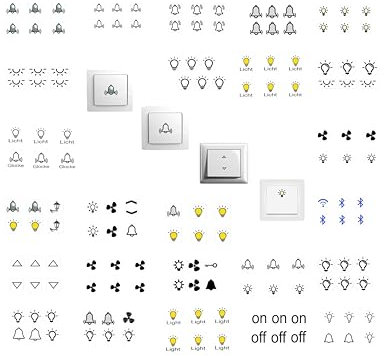 Verschiedene Schalter Aufkleber Sets zur Auswahl, Selbstklebende Schalterbeschriftung, Abziehbild (RM15) Pers.