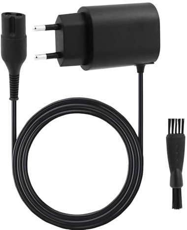 12V 0.4A Cargador Cable para Braun Máquina Afeitar Series 9 7 6 5 4 3 2 1, Reemplazar Tipo 5210, Cargador Adaptador 1 Metro para 492 5214 5217 5544 320s 3020s, Charger Afeitadora con Cepillo Limpieza