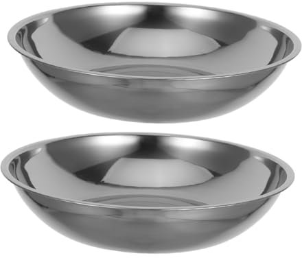 PartyKindom 2piezas Bandeja Inoxidable Para Servir y Cocinar Tazón Anidado Para Masa y Resistente y Versátil