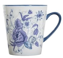 London Pottery Porcelain Afternoon Tea Sets, Cups & Saucer, with Teapot Sugar Pot Milk Jug, Dessert Stand for Wedding, Party (Blue Rose Mug-400ml/13.5 OZ)