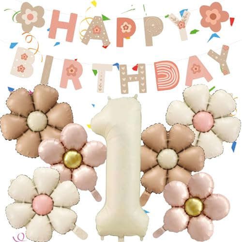 8 Pièces 1 An Decoration Anniversaire Marguerite, Ballon Anniversaire 1 an Fille, Ballon Fleur Marguerite, Deco AnniVersaire Fille 1 An, pour les AnnIversaire 1 an, les Baby Showers