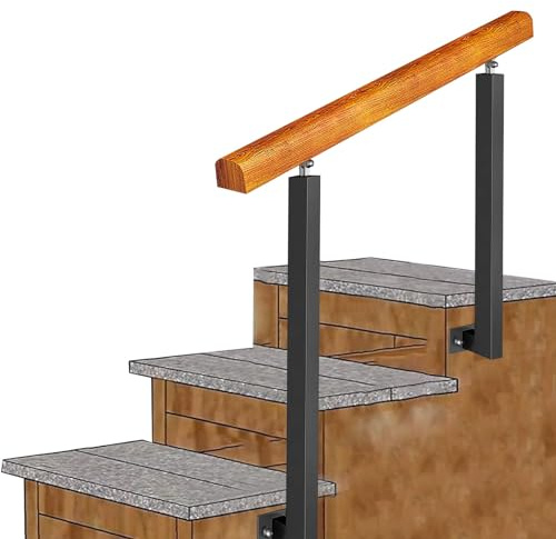 Barandilla de escalera para exteriores ajustable para 13 escalones, barandilla de jardín con soportes, barandilla de escalera de hierro forjado para porches y suelos interiores