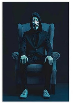 QGVBGF Stampa artistica da parete con maschera Cyber Rebellion, estetica anonima hacker, poster su tela, decorazione artistica da parete per soggiorno e camera da letto, 40 x 60 cm