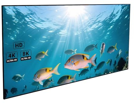 Schermo per proiettore con Cornice Stretta da 60 Pollici, Schermo cinematografico da Parete per proiezione 3D Ultra HD 4K/8K 16:9 per Interni ed Esterni
