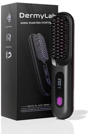Dermylab Spazzola Lisciante Senza Fili, Dermylab Pro Spazzola Lisciante Per Capelli, 5 Temperature, 130°C-210°C, Tecnologia Ceramica Ptc, Specifica Per Capelli Spessi, Crespi (nero 1)