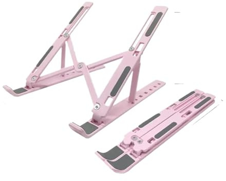 JFNKLFG Laptopstativ vikbart laptopstativ, justerbar, bärbar, bärbar datorstöd, bashållare, laptophållare för laptoptillbehör för skrivbord (7 positioner rosa)