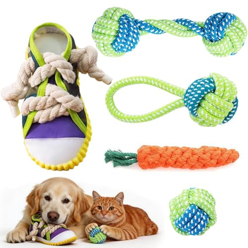 xolear 5 Piezas Juguetes de Cuerda para Perros, Durable Masticable Cuerda