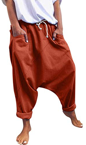 Haremsbyxor, dam, stora storlekar, pumpbyxor, djup, steg, ballongbyxor | Elastisk midja, sommarbyxor, lösa skaft byxor, drop crotch, fritidsbyxor, enfärgade tygbyxor, sportbyxor med dragsko fickor