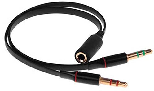 OcioDual Splitter Jack, Adaptateur Double Jack 3.5 mm, Adaptateur Splitter Répartiteur Audio et Prise Microphone avec Casque, Microphone PC, Ordinateur Portable, Câble 3,5 mm, Noir