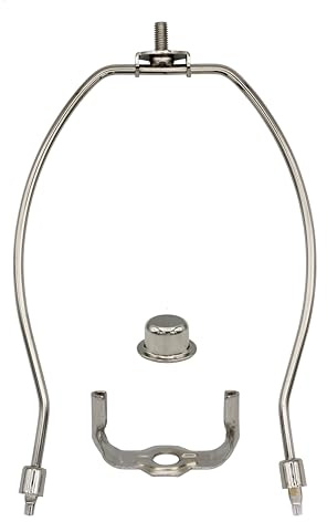 Creative Hobbies 8 Inch Polished Nickel Lamp Harp Kit with Base and Finial