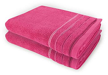 WohnDirect Handtuch Set 2 teilig - 2 Handtücher (50x100) - Frottee 100% Baumwolle - Pink