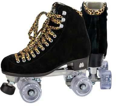 Moxi Panther Roller Skates for Women - Durable High-Top Design with Suede Skate Boots, Dri-Lex Lining, and Versatile, Smooth Cushioning Wheels - Black Suede, Size 9