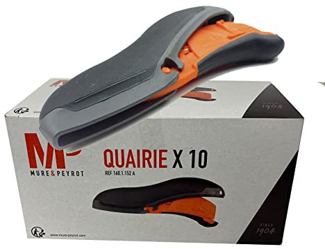 10 x QUAIRIE : Cutter couteau de sécurité Mure & Peyrot, à gâchette, à lame rétractable, utilisé par les professionnels. Pour droitier et gaucher. 3 positions de sortie de lame. Fabriqué en France