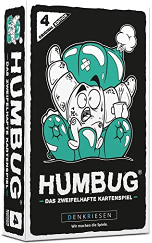 DENKRIESEN - Humbug® – Original Edition Nr. 4 | Ratespiel | Ab 10 Jahren | 3-8 Spieler | Partyspiel | Familienspiel | Täuschen, Raten, Bluffen und Wetten | Ideal für lustige Spielabende