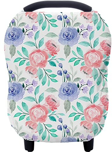 Carseat Cover for Boys and Girls - Multi-use Nursing Canopy for Breastfeeding, Stroller, High Chair Cover (Rose)