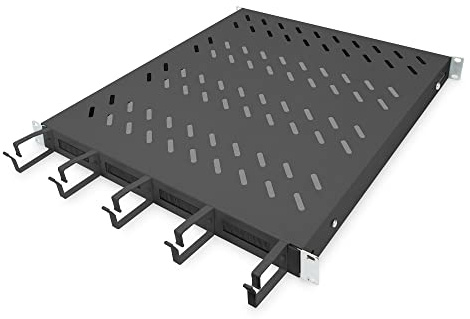 DIGITUS 1HE Fachboden festeinbau für 800 mm Tiefe Schränke inkl. Kabelmanagement, schwarz