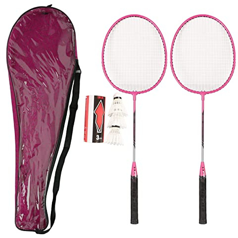 Juego de Raquetas de Bádminton, Juego de Raquetas de Bádminton para Jugadores, Volantes Ligeros con Bolsa de Transporte para Aficionados Y Principiantes(Rosa)